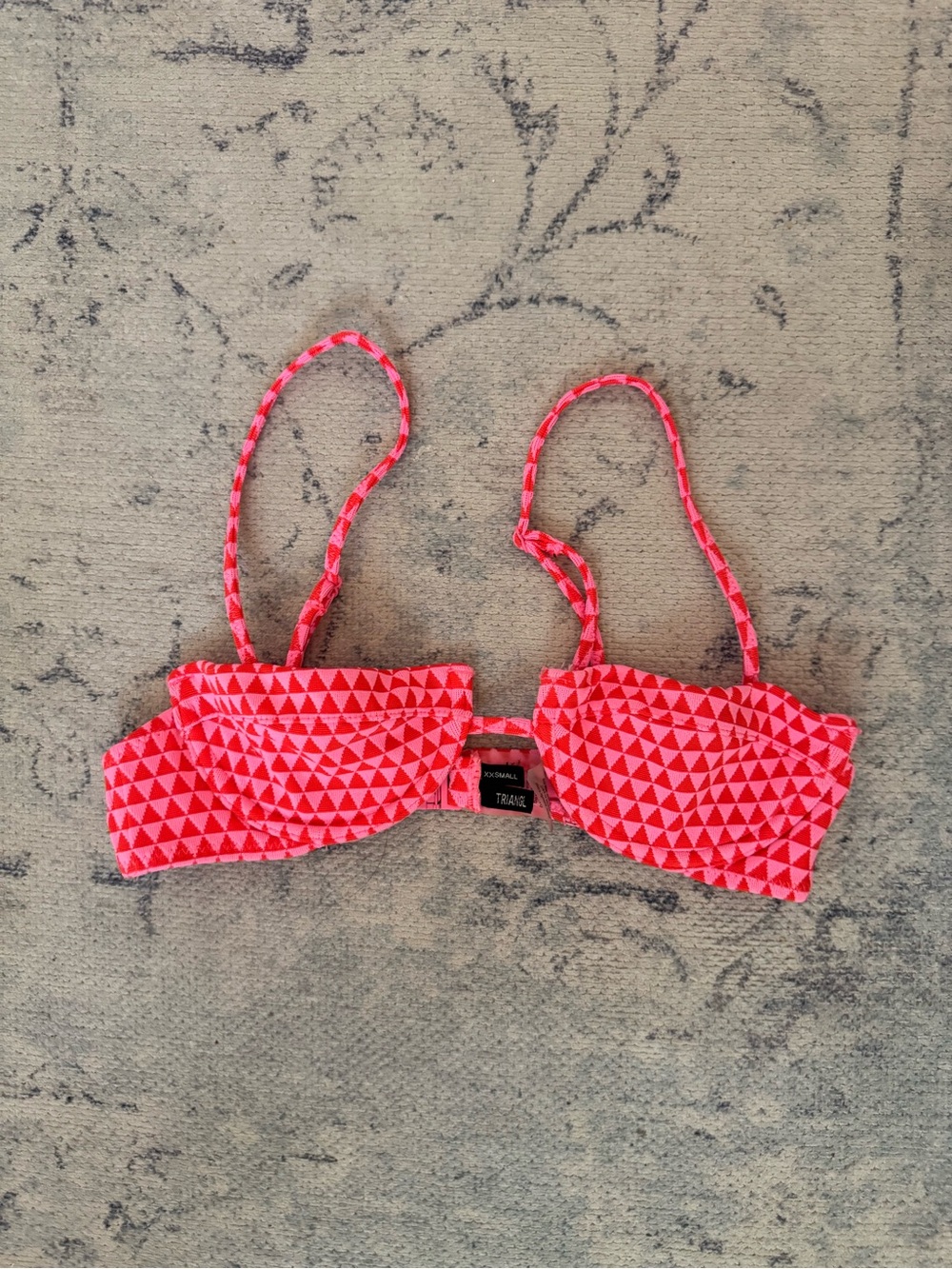 triangl swimwear Neon Pink Triangle Print Bikini Top